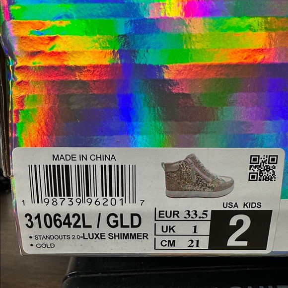 NIB Skechers Luxe shimmer girls Size 2 easy on & off adaptive closure gold shoes - Picture 8 of 8